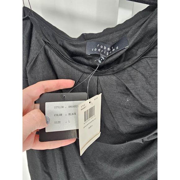 Robert Rodriguez Womens Sz L One Shoulder Blouse Solid Black NEW - Picture 3 of 5